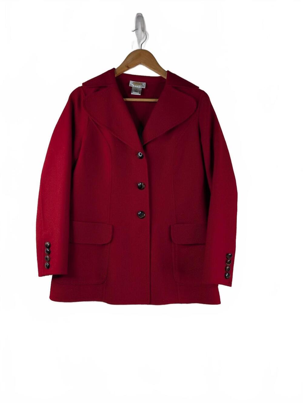 Vintage Talbots Red 3-Button 100% Wool Blazer Jacket Petite Size 6